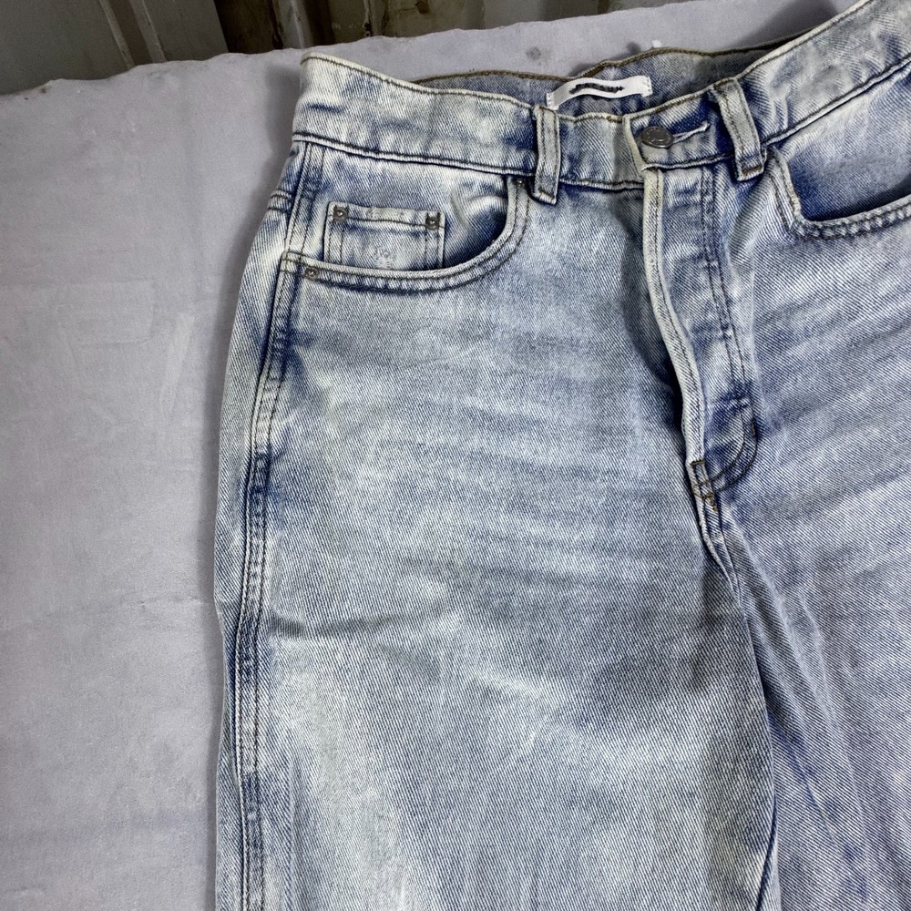 PacSun Womens Baggy Jeans Blue Denim 5-Pocket Raw Hem Light Wash Whisker 26 - Picture 3 of 16